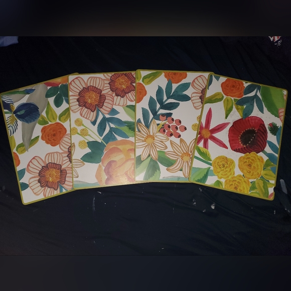 : MacKenzie Childs Flower design table mats set of 4 read description - Picture 2 of 16